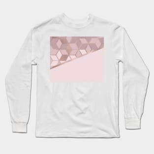 Sweet Rose Harmony - Geometric Split Long Sleeve T-Shirt